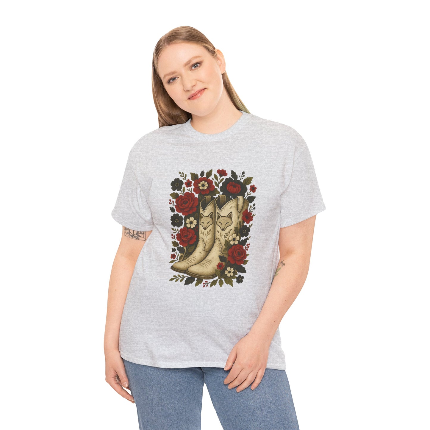 AR State Red Wolves Vintage Floral Cowboy Boots Tee