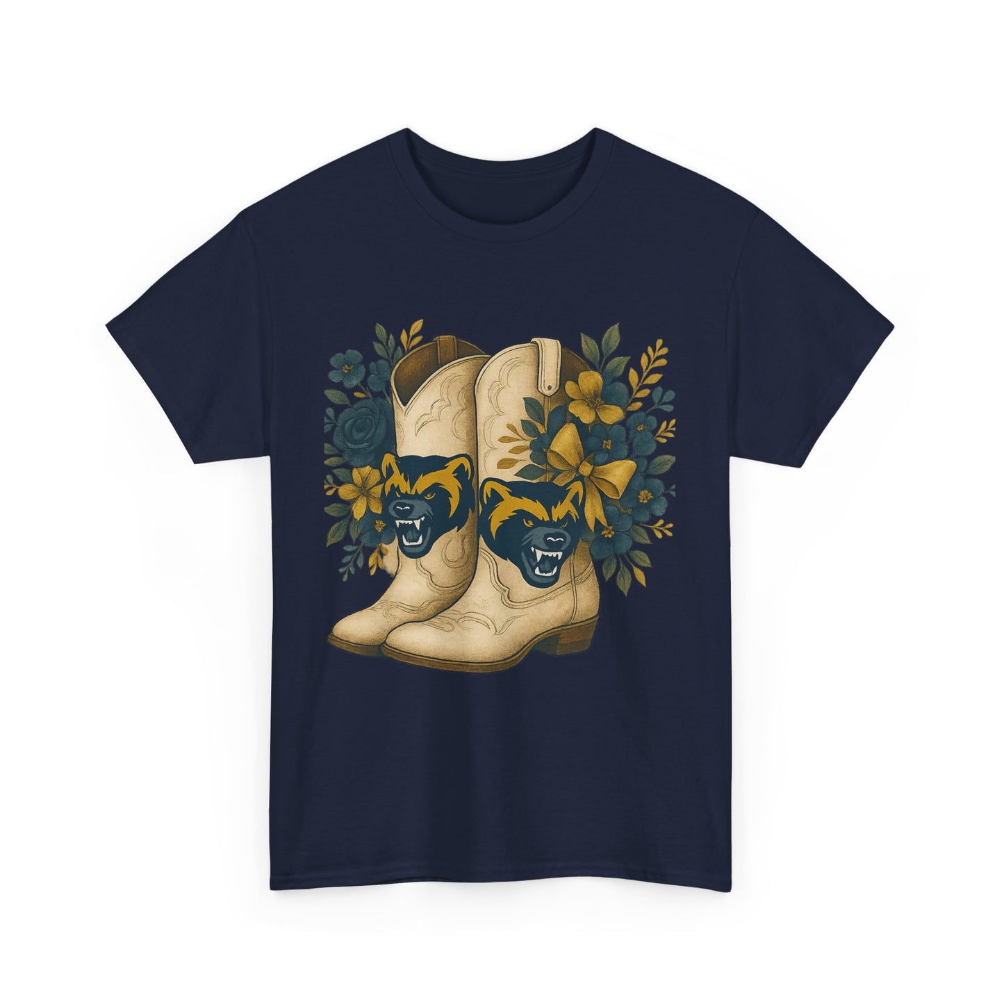 Graphic Tee - Michigan Wolverines Maize and Blue Country Chic Floral Cowboy Boots Vintage Style Shirt