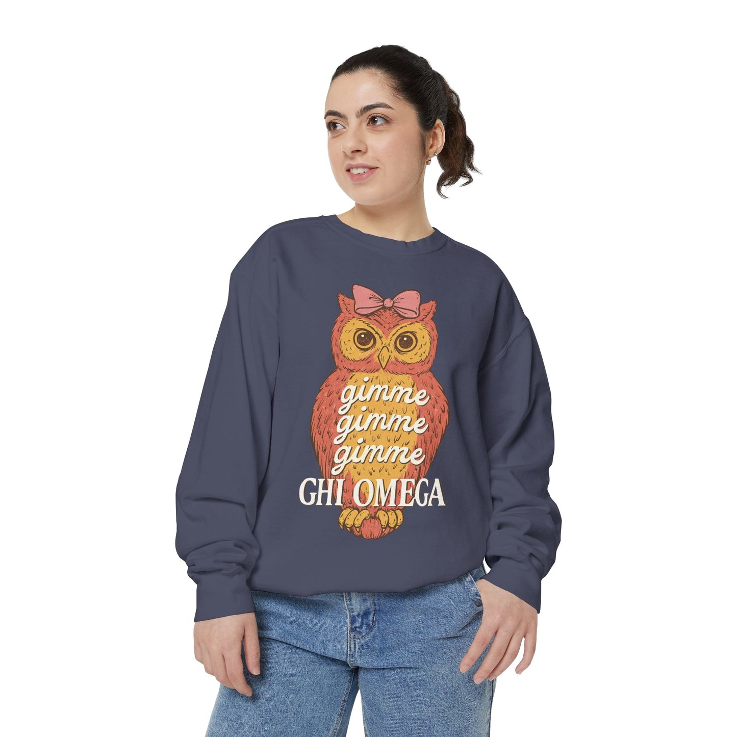 Gimme Gimme Owl Sweatshirt, Unisex Sweatshirt, Sorority Apparel, Cute Owl Design, Cozy Gift, College Sweatshirt