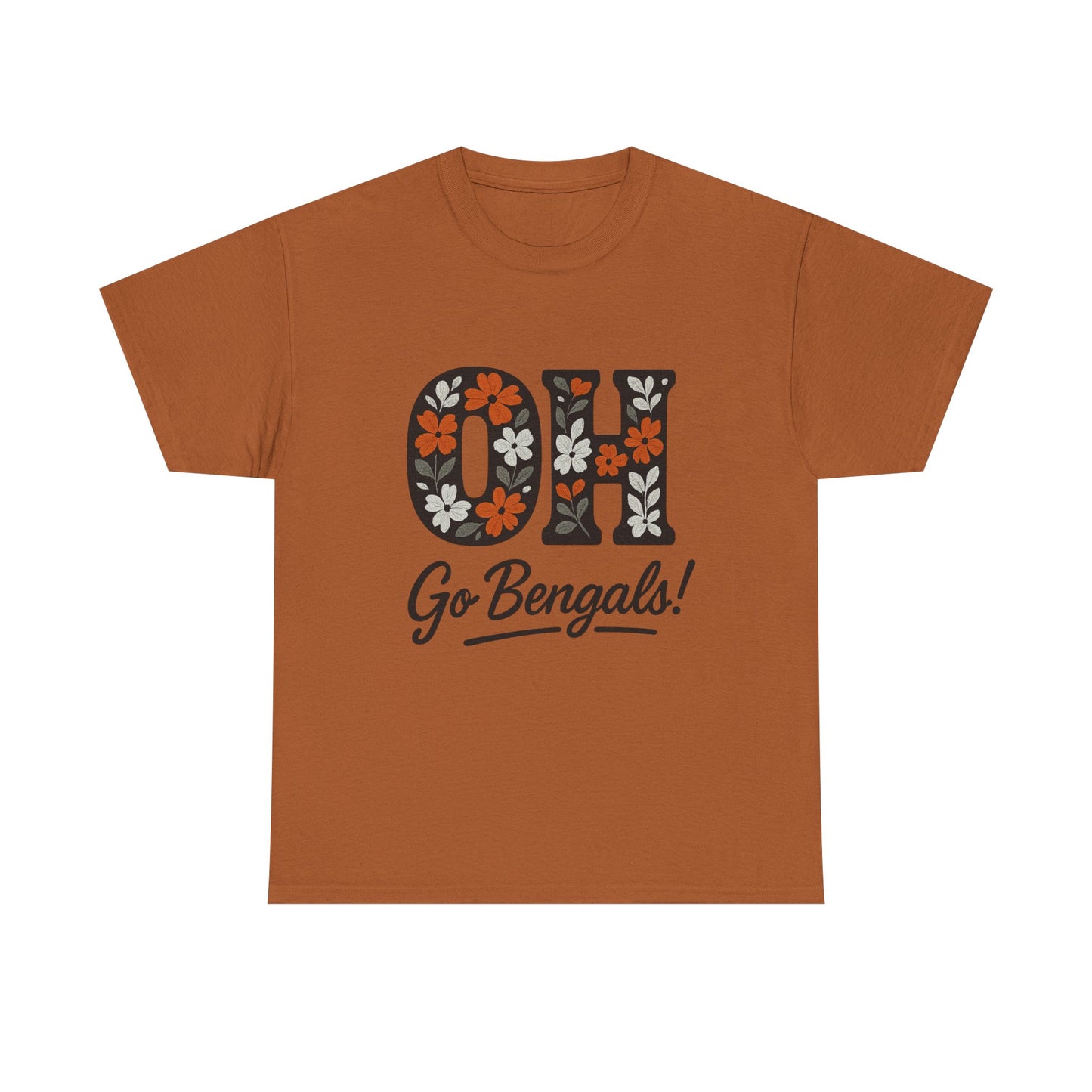 Bengals Floral Tee - Unisex Heavy Cotton