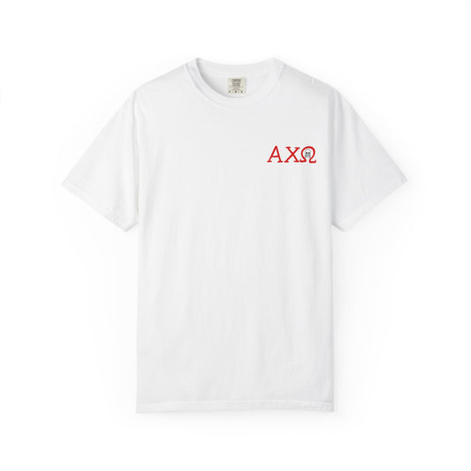 Alpha Chi Omega Garment-Dyed T-shirt, Unisex College Apparel, Sorority Shirt, Graduation Gift, Vintage Style Tee