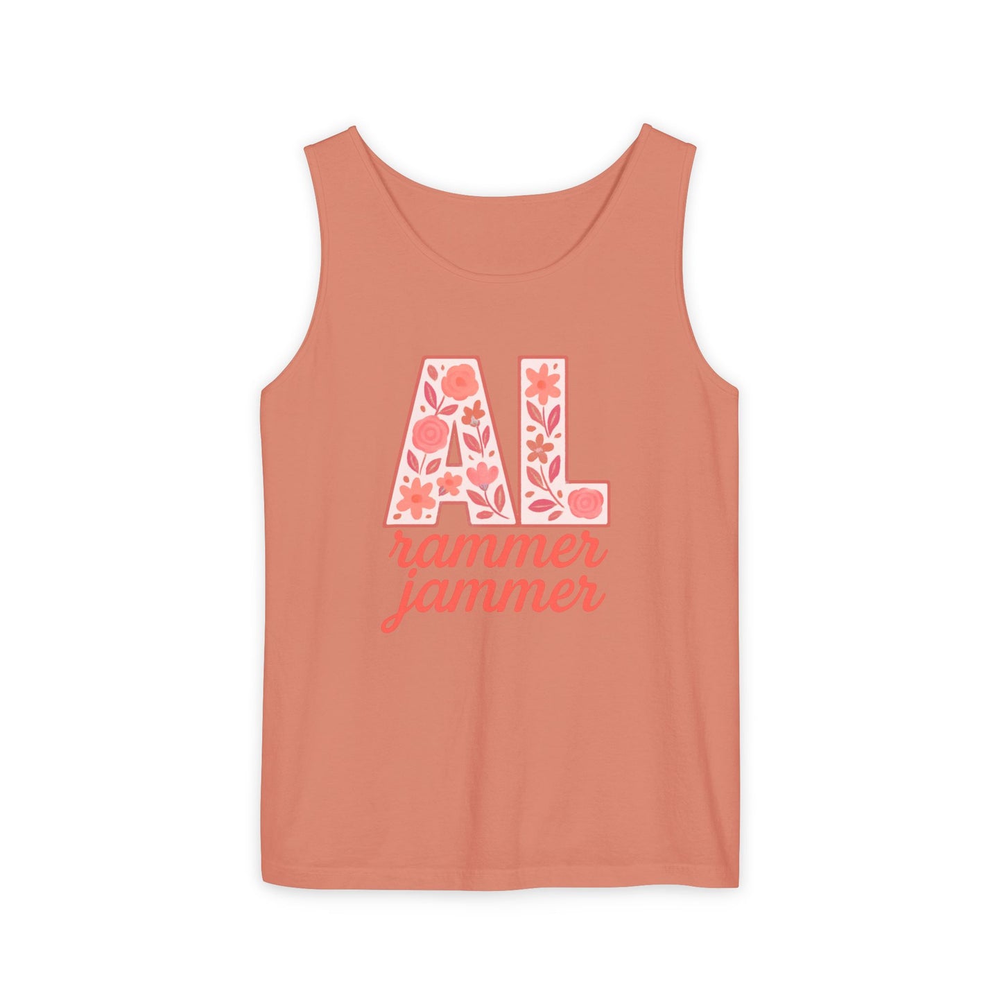 Floral Alabama Rammer Jammer Tank Top, Summer Tee, College Apparel, Game Day Shirt, Unisex Summer Clothing, Southern Style Top, Comfort Colors, Graduation Gift