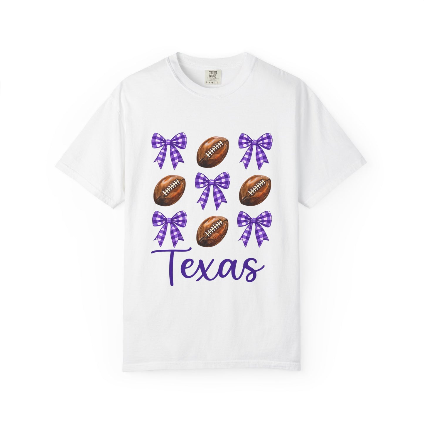Texas Football Unisex T-Shirt with Purple Bows - Game Day Sports Apparel for Horned Frogs Fans
