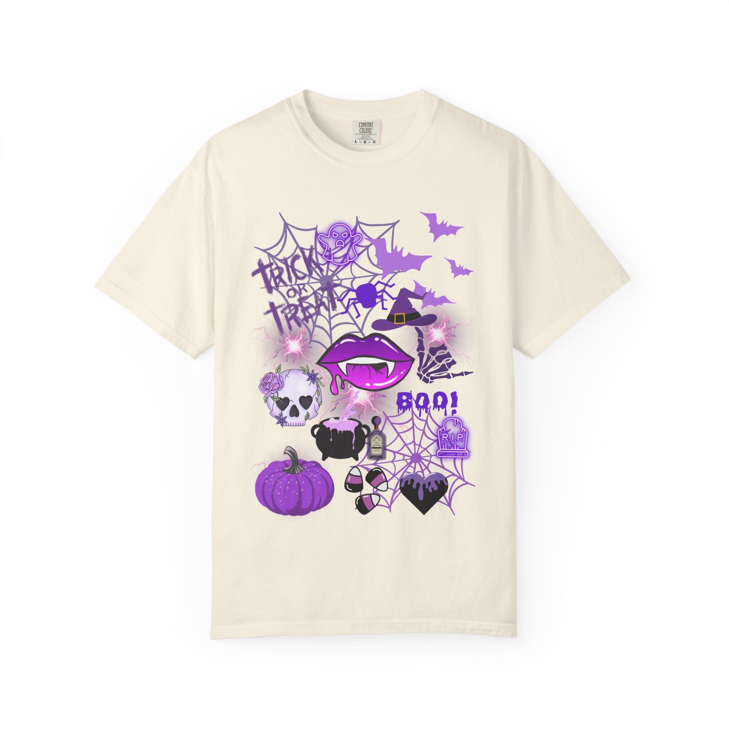 Spooky Purple Vibes Halloween Graphic T-Shirt, Fun Unisex Tee for Spooky Season, Trick or Treat, Boo! Shirt, Halloween Party Wear, Gift Idea