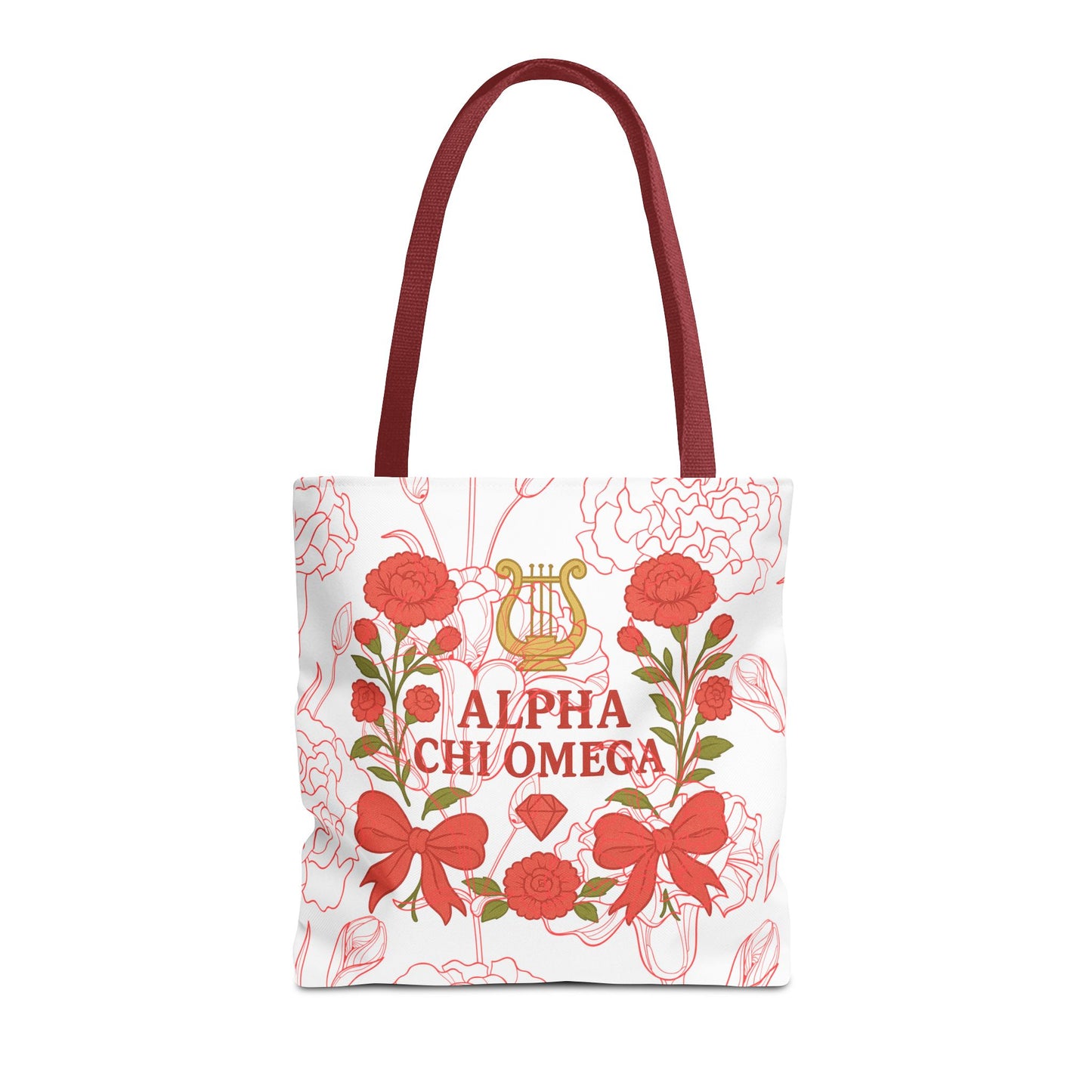 Floral Sorority Alpha Chi Omega Tote Bag, College Essentials, Gift for Sorority Sisters, Eco-Friendly Shopping Tote, Alpha Chi Omega Apparel