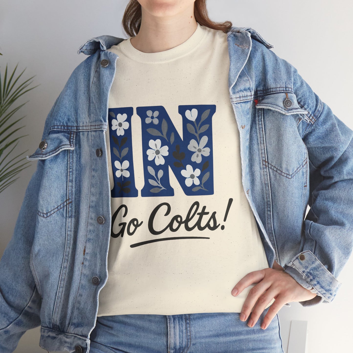 Floral Colts Tee | Unisex Heavy Cotton Tee for Sports Fans, Indiana Pride