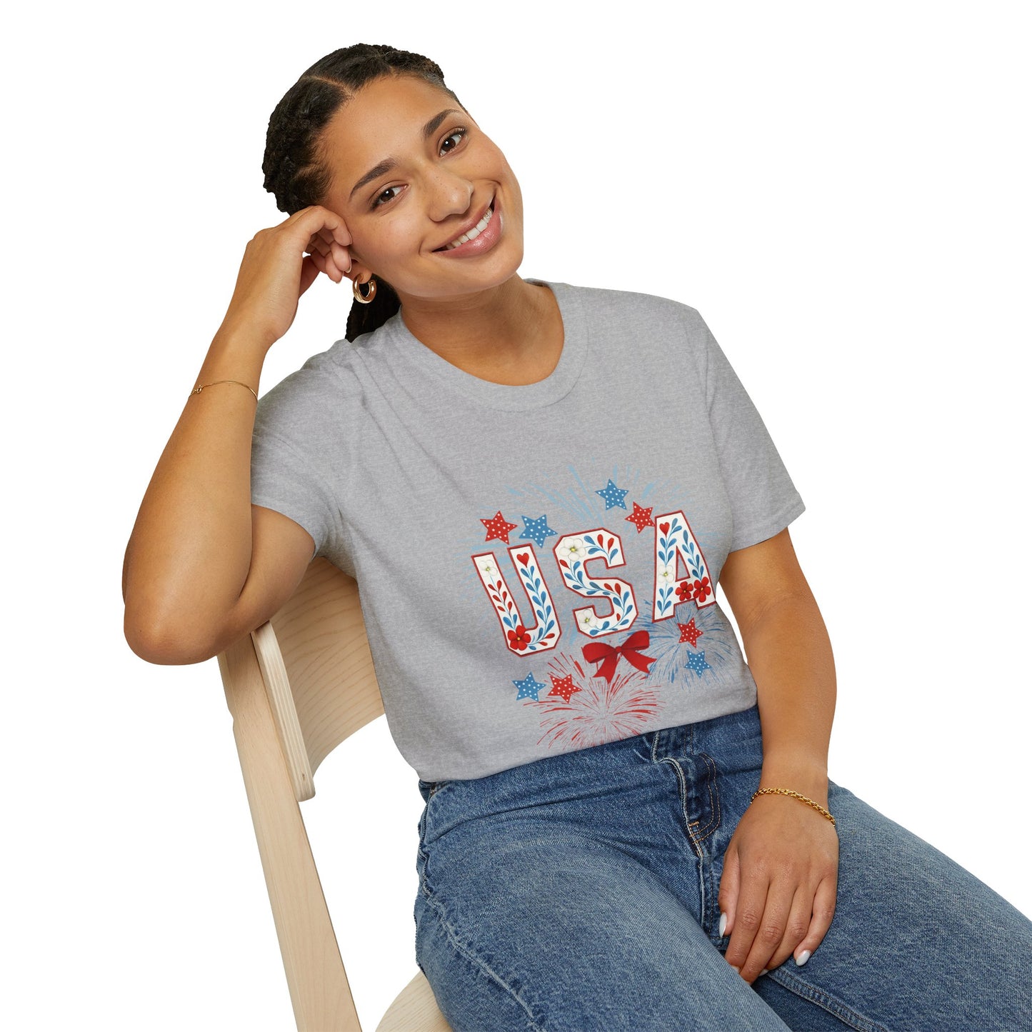 Patriotic USA Fireworks T-Shirt, 4th of July Tee, Unisex Graphic Shirt, Independence Day Apparel, Stars and Stripes Clothing