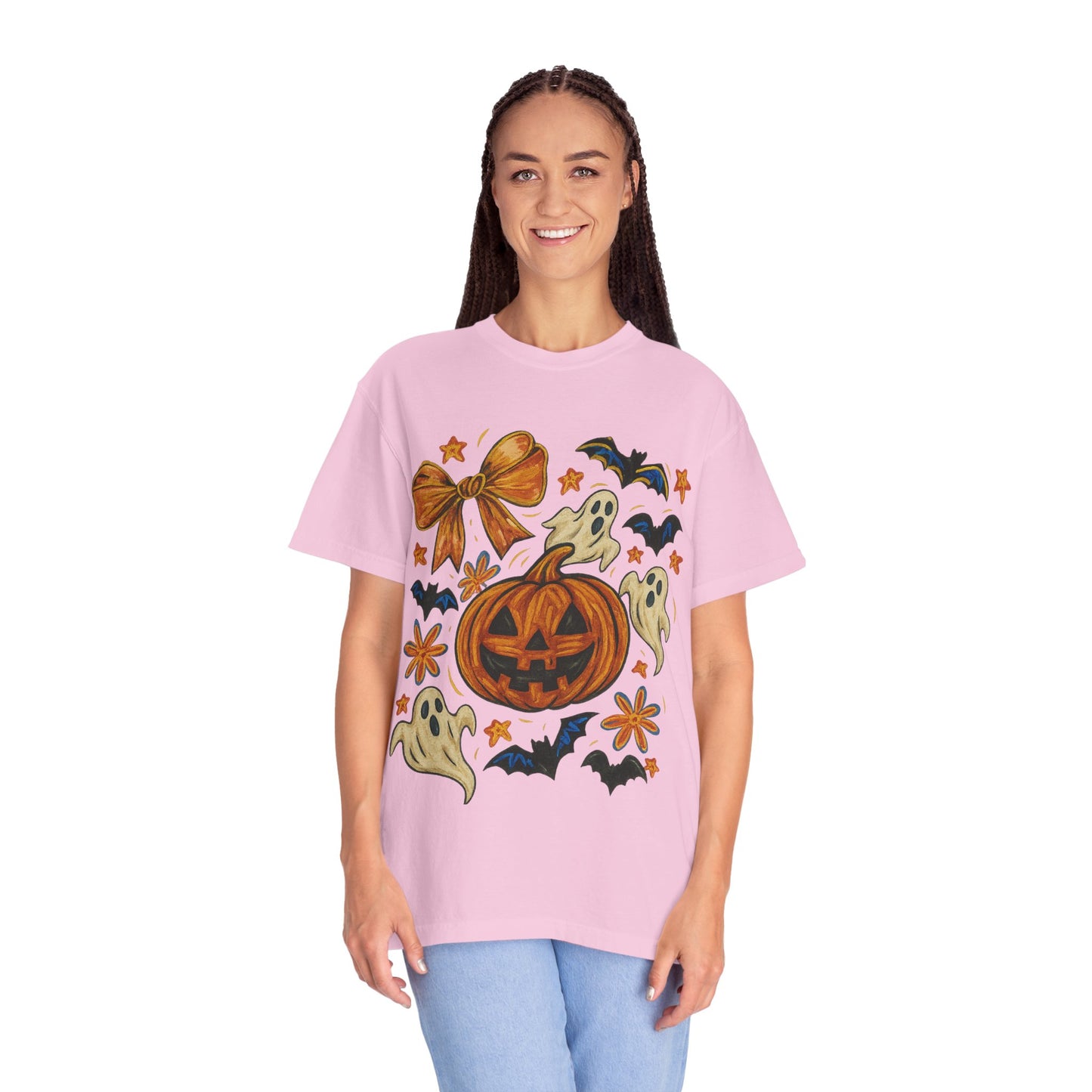 Halloween Ghost & Pumpkin T-shirt, Spooky Season Shirt, Fall Tee, Unisex Halloween Apparel, Ghostly Graphic Tee, Pumpkin Graphic Shirt