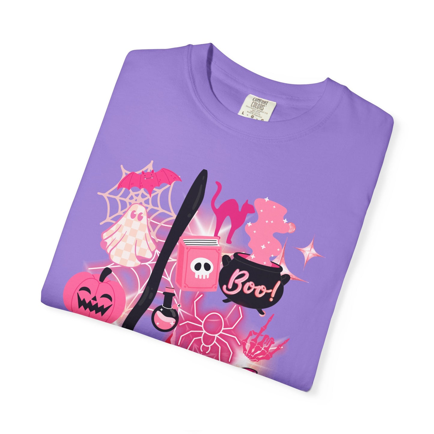 Pink Halloween-Themed Unisex T-shirt, Spooky Shirt, Ghostly Apparel, Boo T-shirt, Fall Fashion, Halloween Costume Top