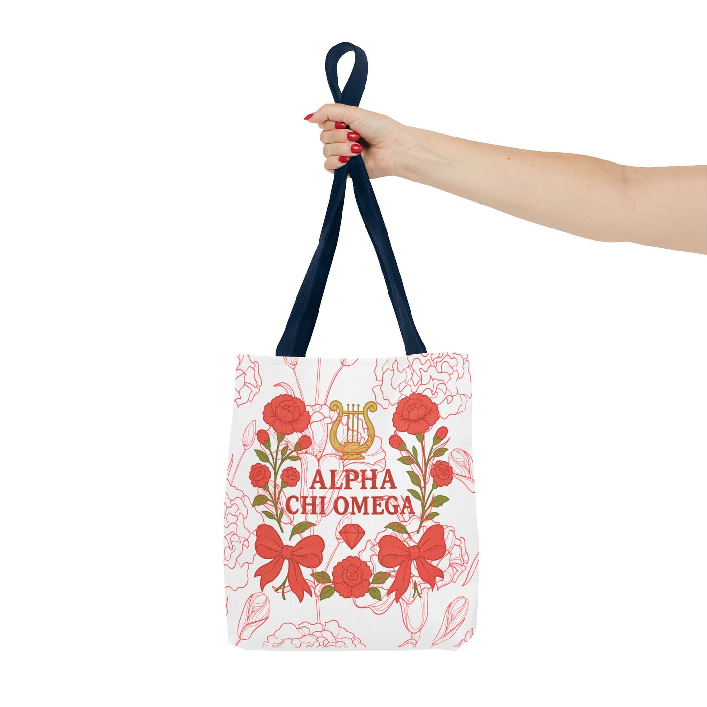 Floral Sorority Alpha Chi Omega Tote Bag, College Essentials, Gift for Sorority Sisters, Eco-Friendly Shopping Tote, Alpha Chi Omega Apparel