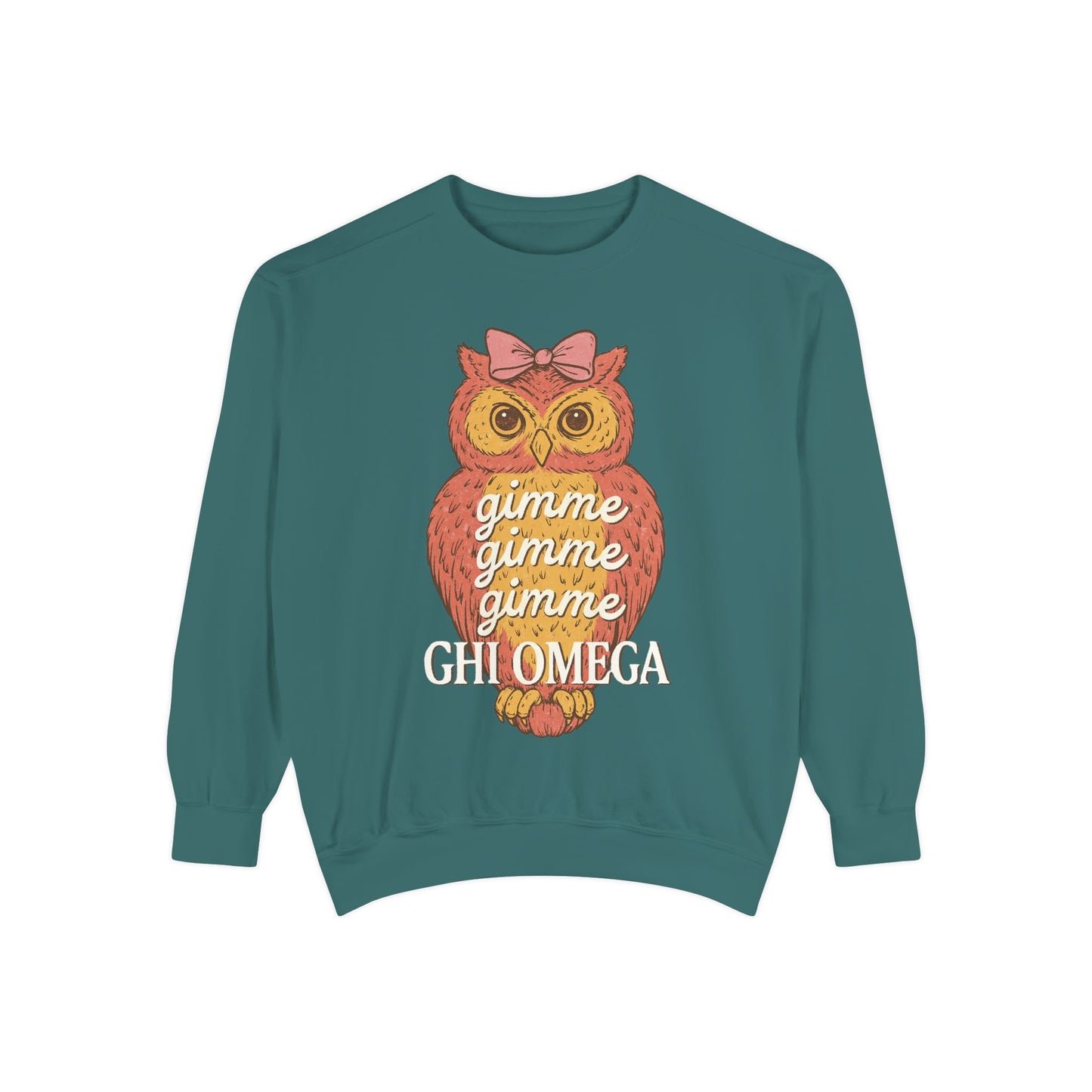 Gimme Gimme Owl Sweatshirt, Unisex Sweatshirt, Sorority Apparel, Cute Owl Design, Cozy Gift, College Sweatshirt