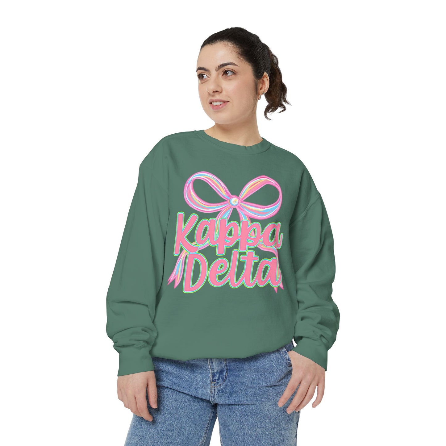KD Comfort Colors Garment-Dyed Sweatshirt, Sorority Apparel, Cozy Gift, College Sweatshirt, Valentine's Day Gift, Customizable Sweater