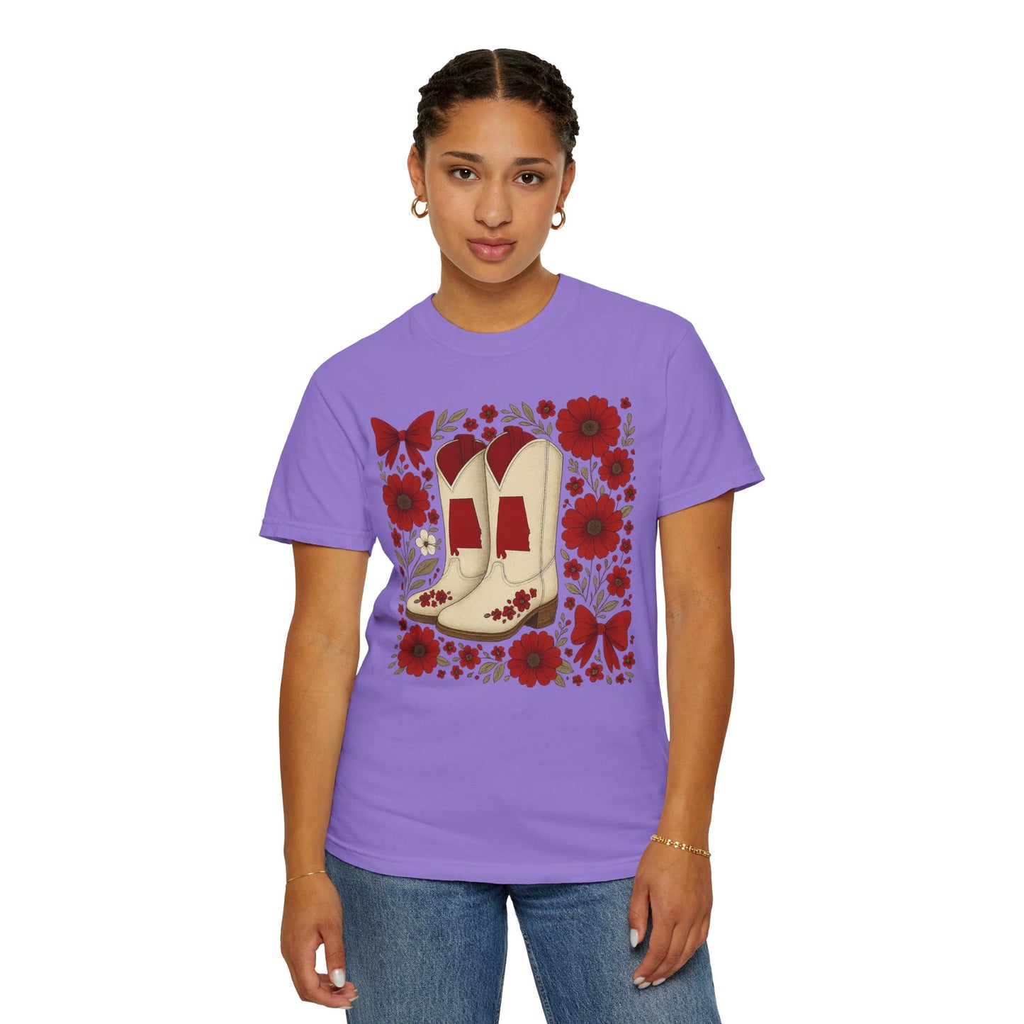 Vintage Cowboy Boots Floral Unisex T-shirt - Alabama Fan, Bama Game Day