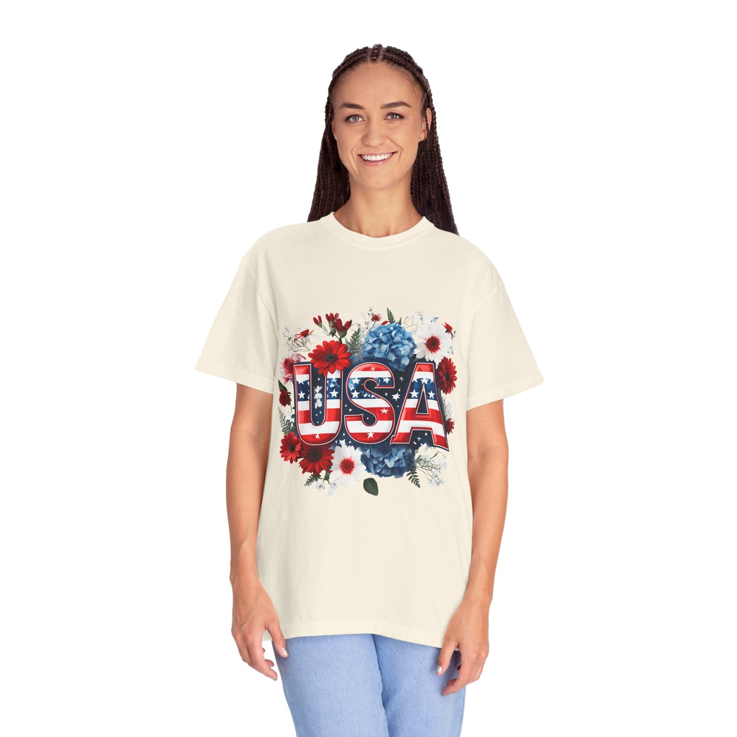 Patriotic Floral USA T-Shirt