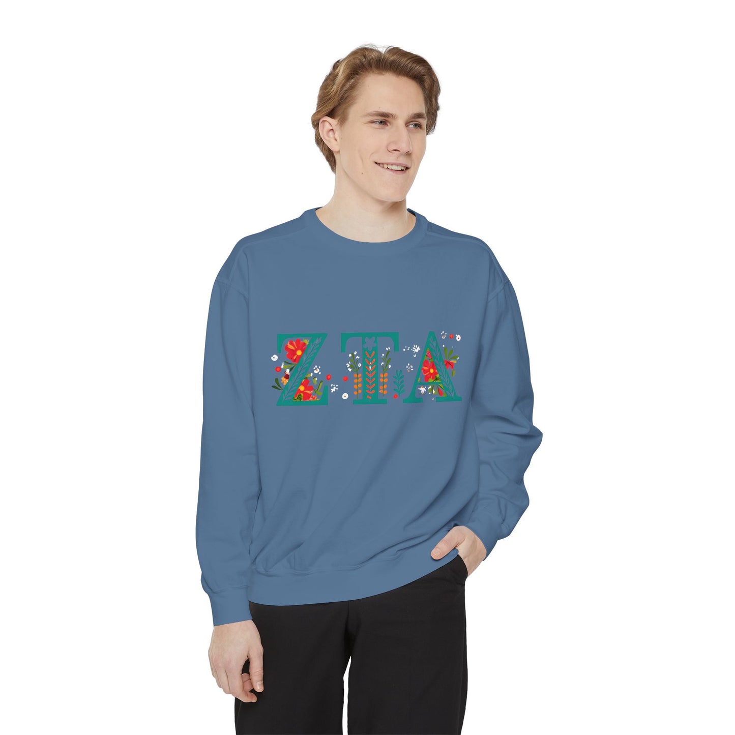 Floral ZTA Unisex Sweatshirt - Cozy Sweater for Sorority Sisters, Perfect Gift, Casual Wear, Spring Outfits, College Apparel