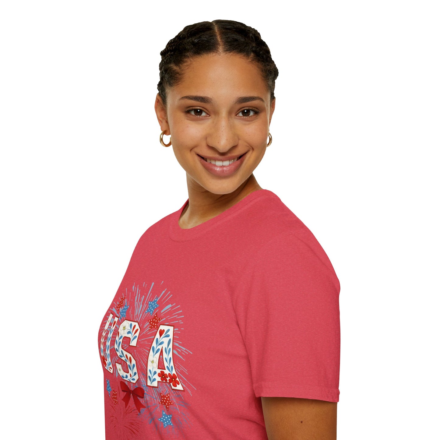 Patriotic USA Fireworks T-Shirt, 4th of July Tee, Unisex Graphic Shirt, Independence Day Apparel, Stars and Stripes Clothing