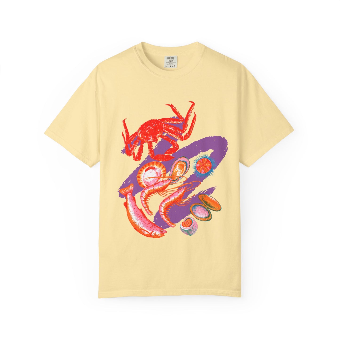 Comfort Colors Vibrant Seafood T-Shirt, French Coastal Tee, Distressed Shirt, Oversized Coquette Aesthetic, Nautical Style