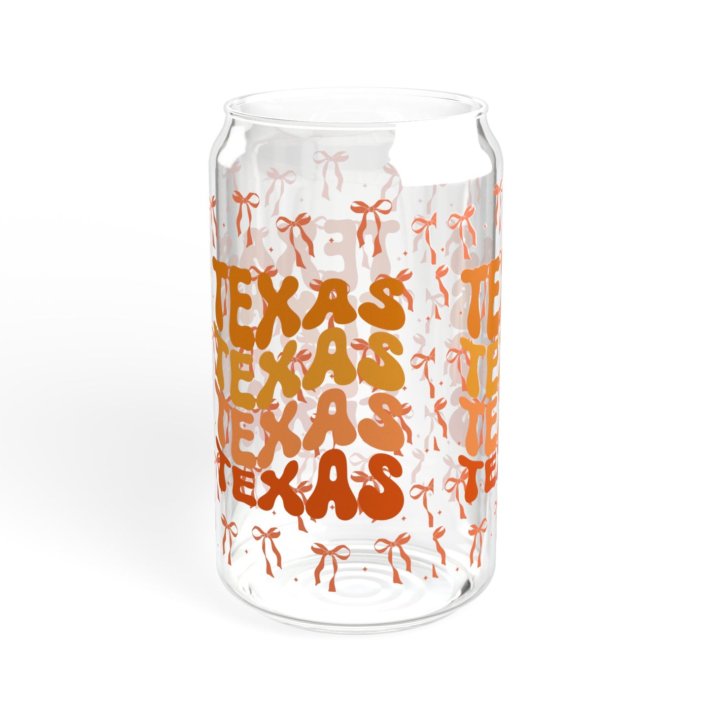 Coquette Bow Texas Sipper Glass, 16oz | Unique Glass Drinkware, Personalized Gift, Summer Party Essential, Texan Pride Mug, Longhorns, Graduation Gift