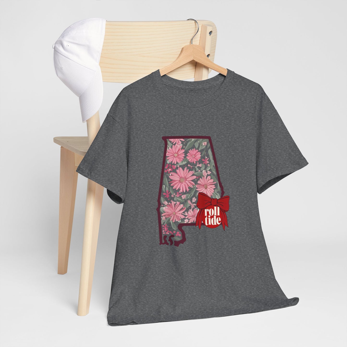 Floral Alabama Tee - Roll Tide Unisex Heavy Cotton T-Shirt, Casual Wear, Game Day Outfit, College Apparel, Southern Pride