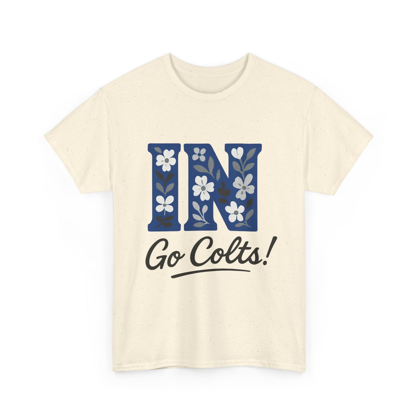Floral Colts Tee | Unisex Heavy Cotton Tee for Sports Fans, Indiana Pride