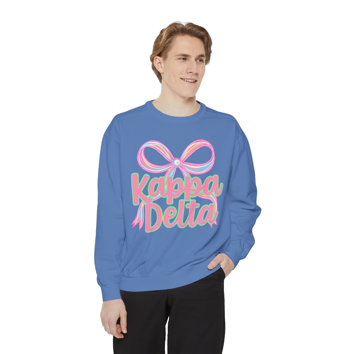 KD Comfort Colors Garment-Dyed Sweatshirt, Sorority Apparel, Cozy Gift, College Sweatshirt, Valentine's Day Gift, Customizable Sweater