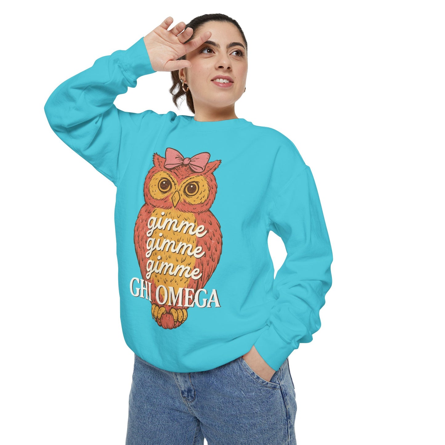 Gimme Gimme Owl Sweatshirt, Unisex Sweatshirt, Sorority Apparel, Cute Owl Design, Cozy Gift, College Sweatshirt