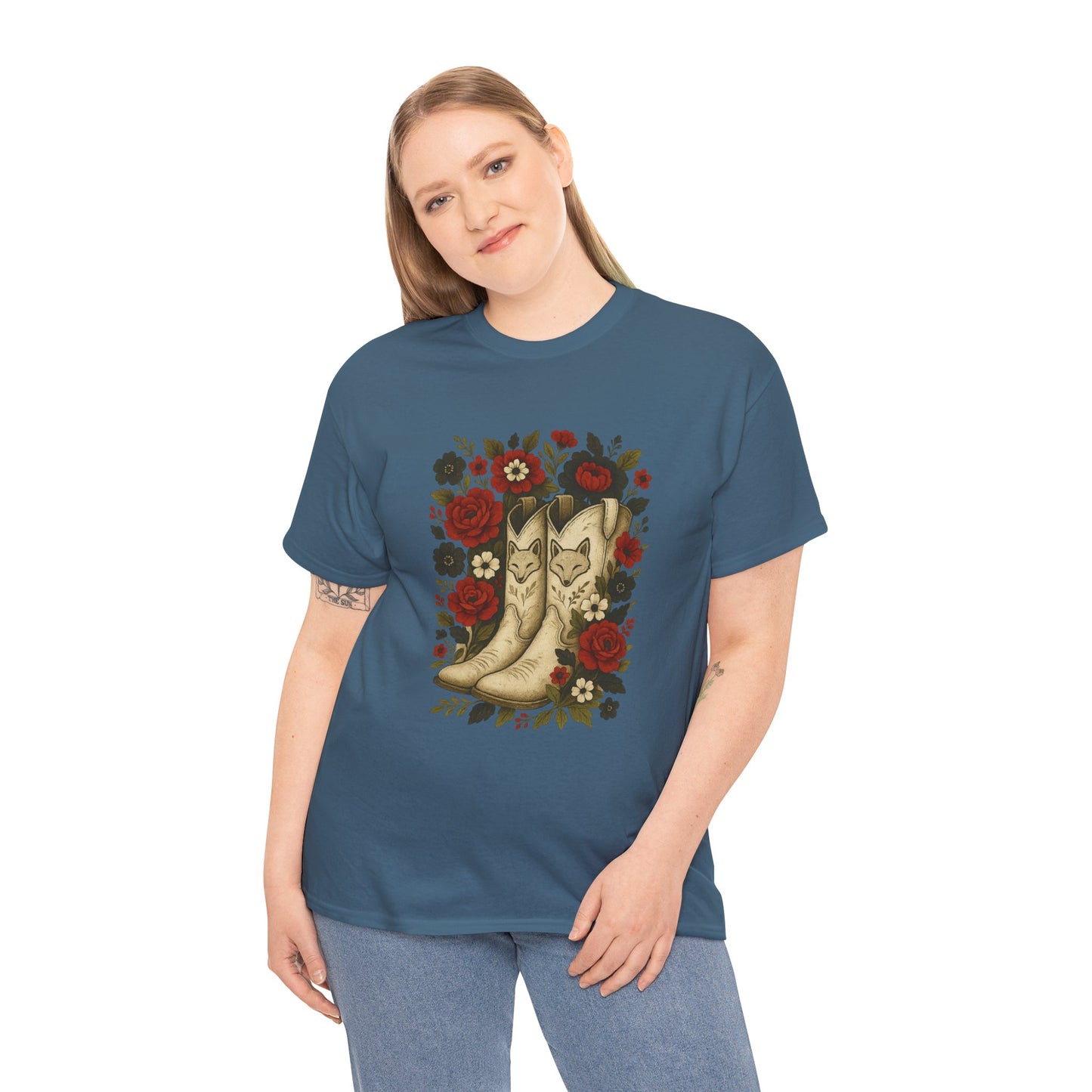 AR State Red Wolves Vintage Floral Cowboy Boots Tee