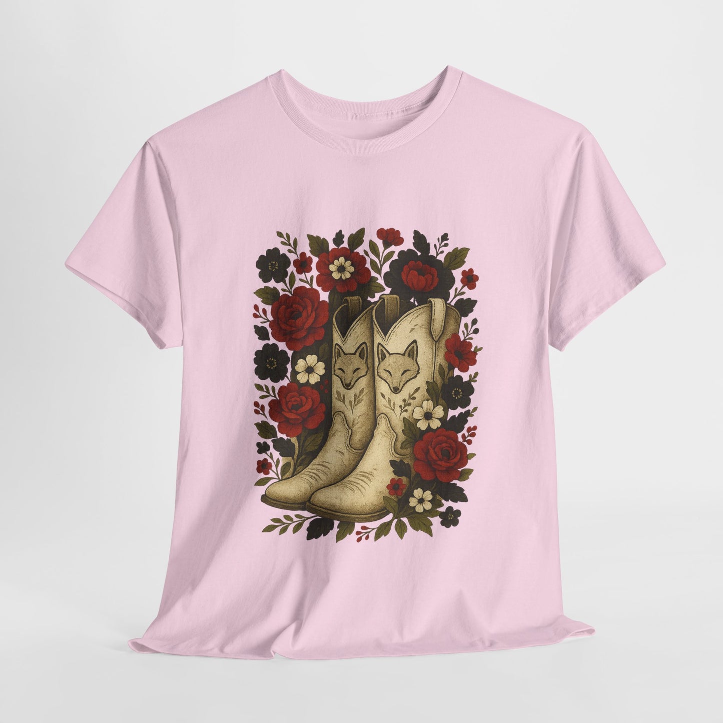 AR State Red Wolves Vintage Floral Cowboy Boots Tee