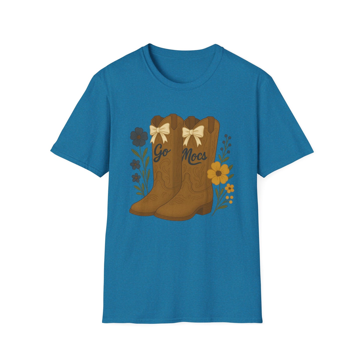 Chatt Mocs Coquette Cowgirl Boot Floral T-Shirt - Go Mocs Design, Casual Wear, Gift for Cowgirls, Western Style, Country Fan Clothing, Go Mocs, chatt tn game day, graduation gift