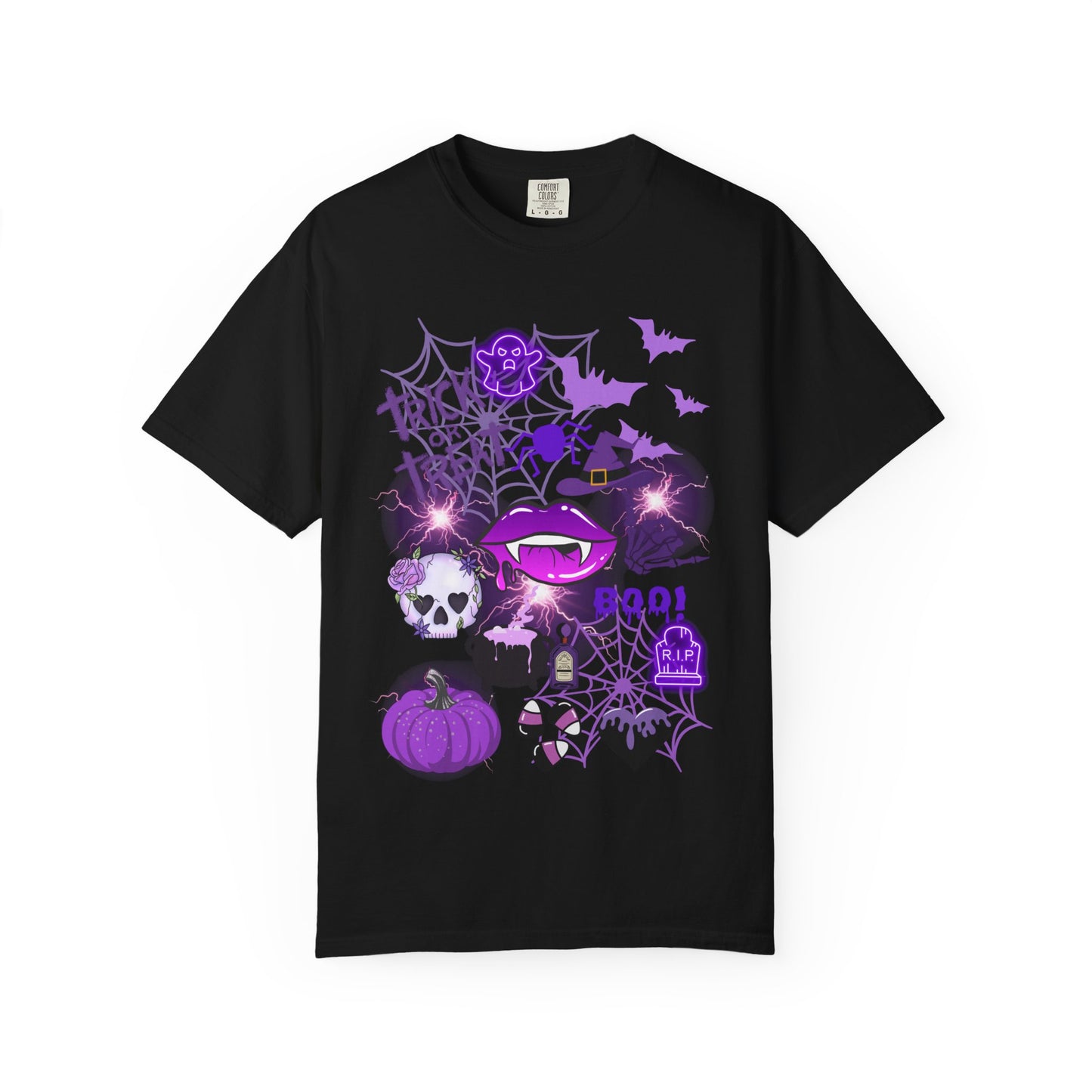 Spooky Purple Vibes Halloween Graphic T-Shirt, Fun Unisex Tee for Spooky Season, Trick or Treat, Boo! Shirt, Halloween Party Wear, Gift Idea