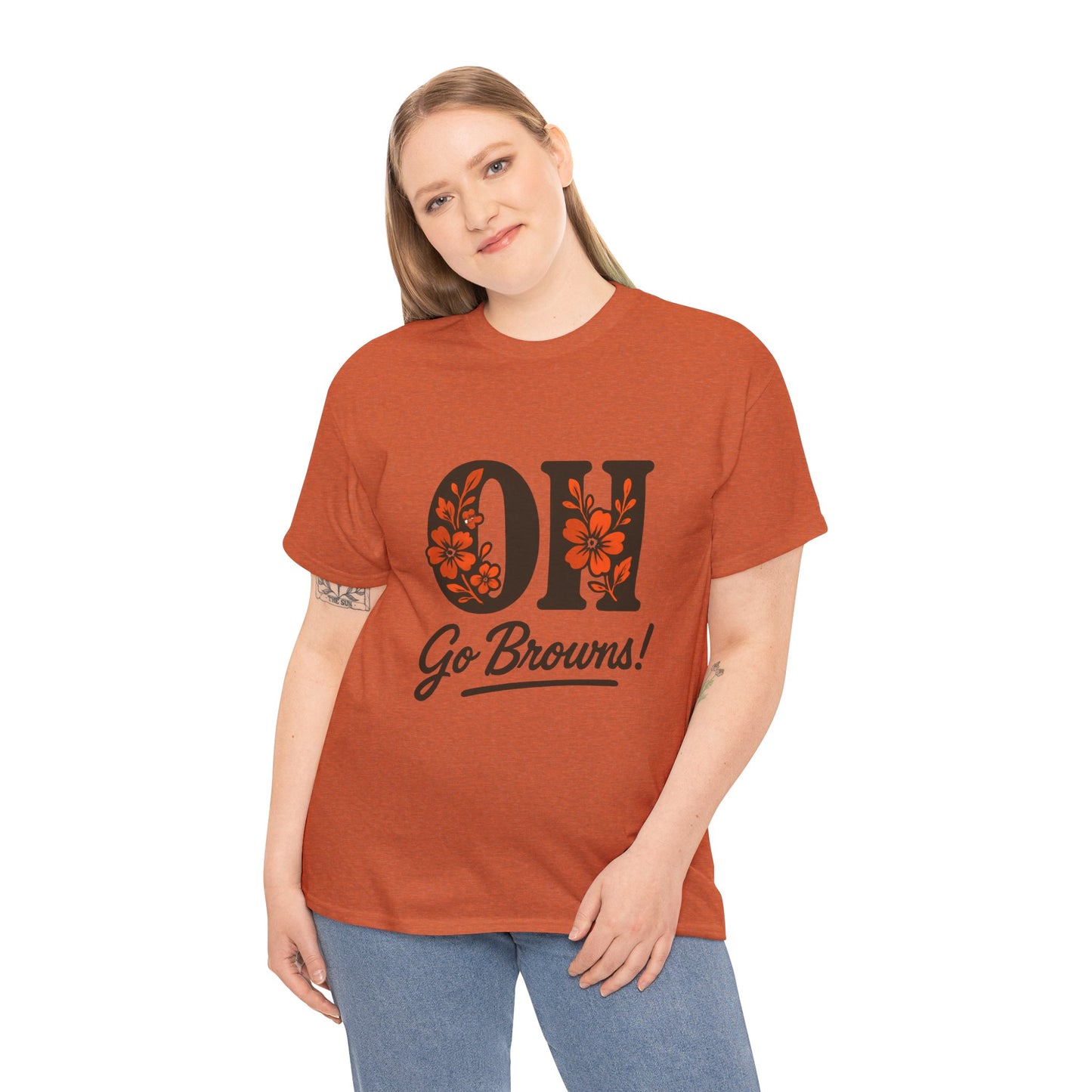 OH Go Browns Floral Unisex Tee, Fan Apparel, Game Day Shirt, Casual Wear, Gift for Sports Lovers
