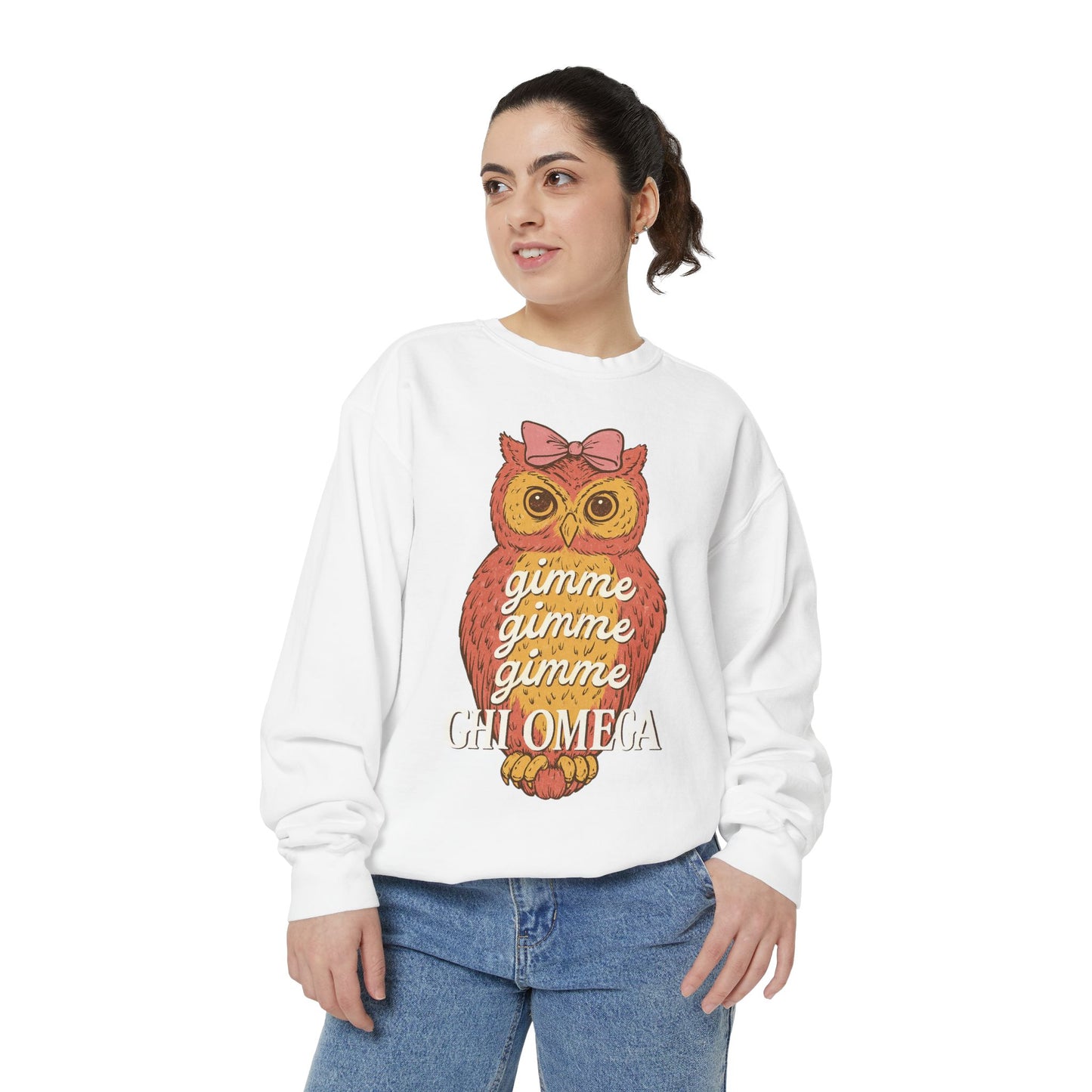 Gimme Gimme Owl Sweatshirt, Unisex Sweatshirt, Sorority Apparel, Cute Owl Design, Cozy Gift, College Sweatshirt