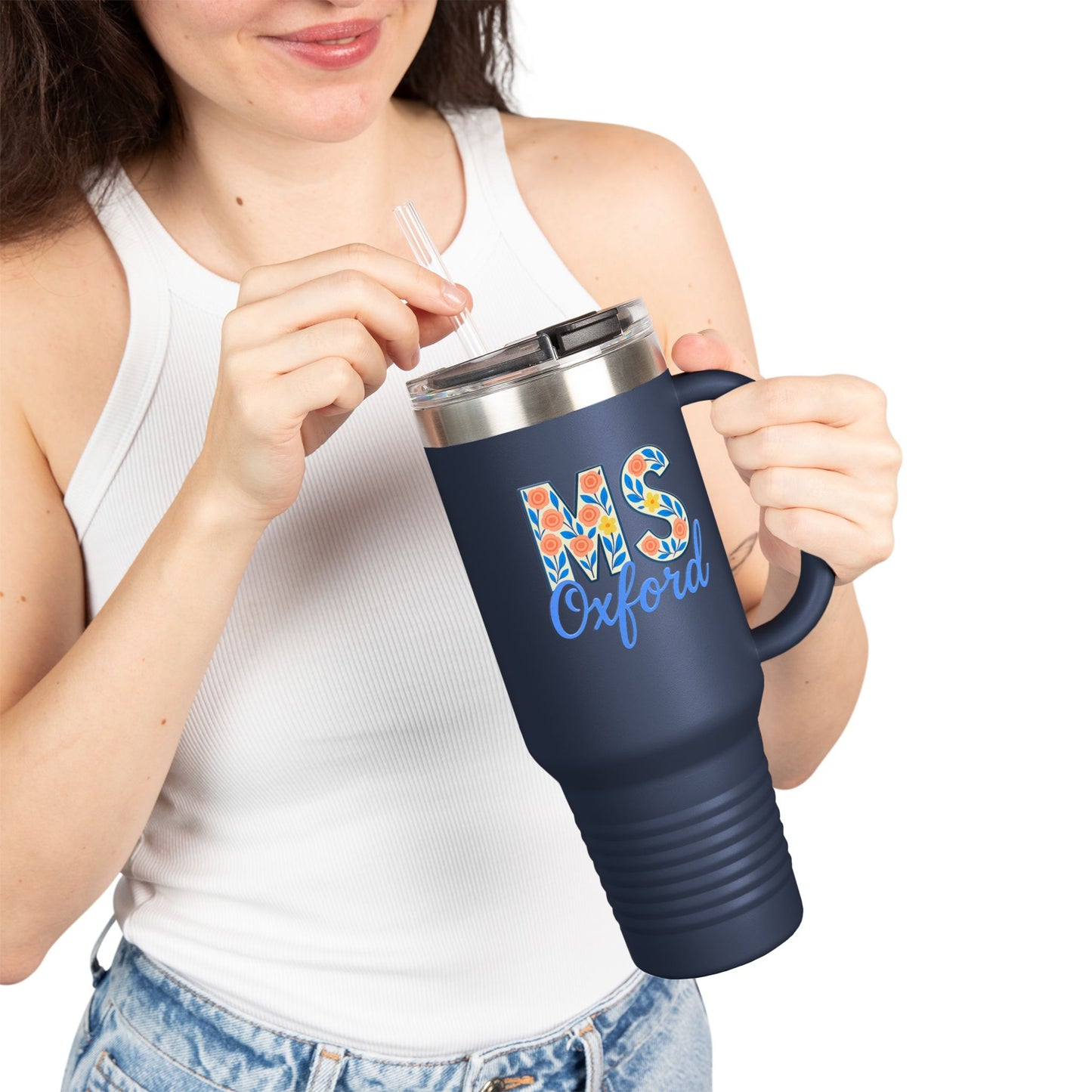 Floral Insulated Travel Mug-40 oz., Oxford, MS Design