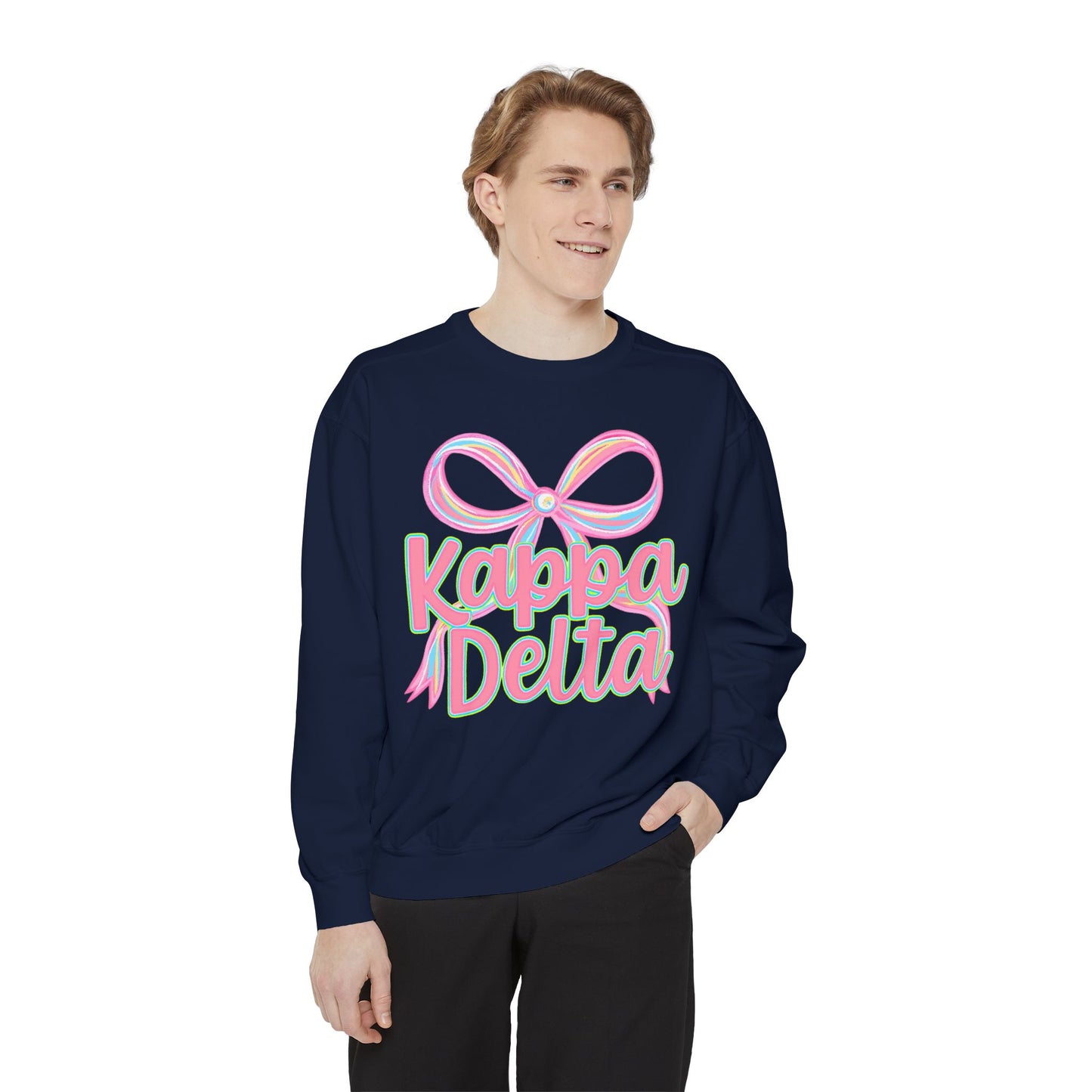 KD Comfort Colors Garment-Dyed Sweatshirt, Sorority Apparel, Cozy Gift, College Sweatshirt, Valentine's Day Gift, Customizable Sweater