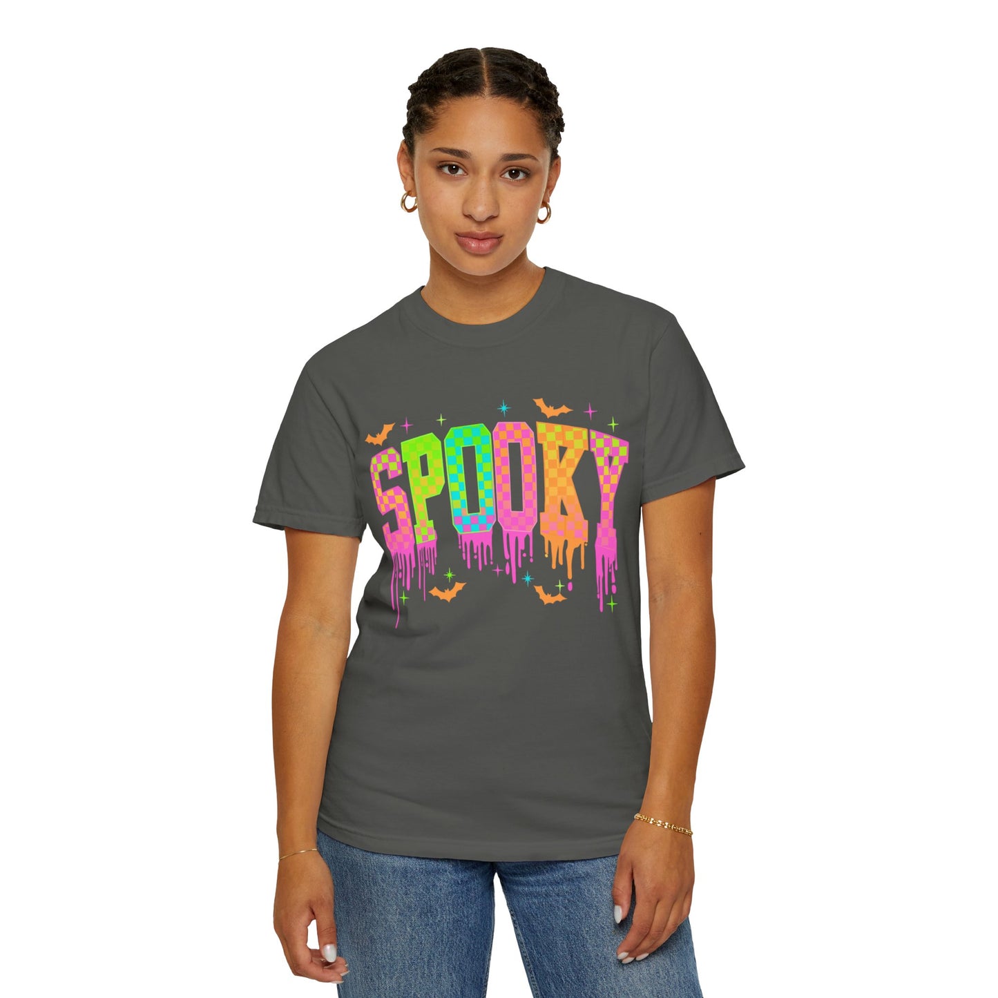 Colorful Neon Checkered Spooky T-Shirt