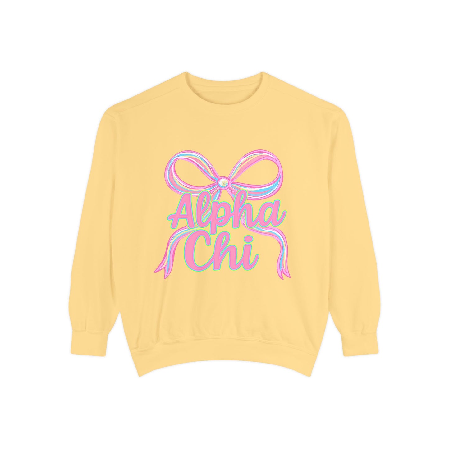 AlphaChi Garment-Dyed Sweatshirt, Sorority Sweatshirt, Personalized Gift, College Apparel, Comfortable Crewneck, Trendy Fashion