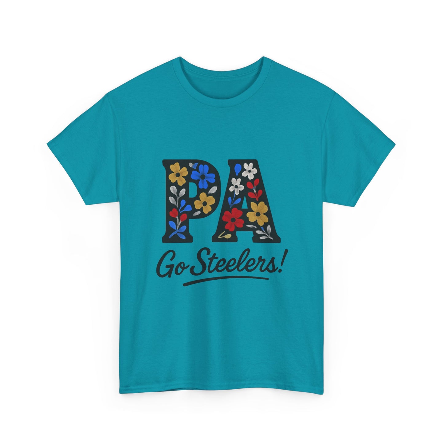 Sports Fan Tee - Floral PA Go Steelers Unisex Heavy Cotton Tee