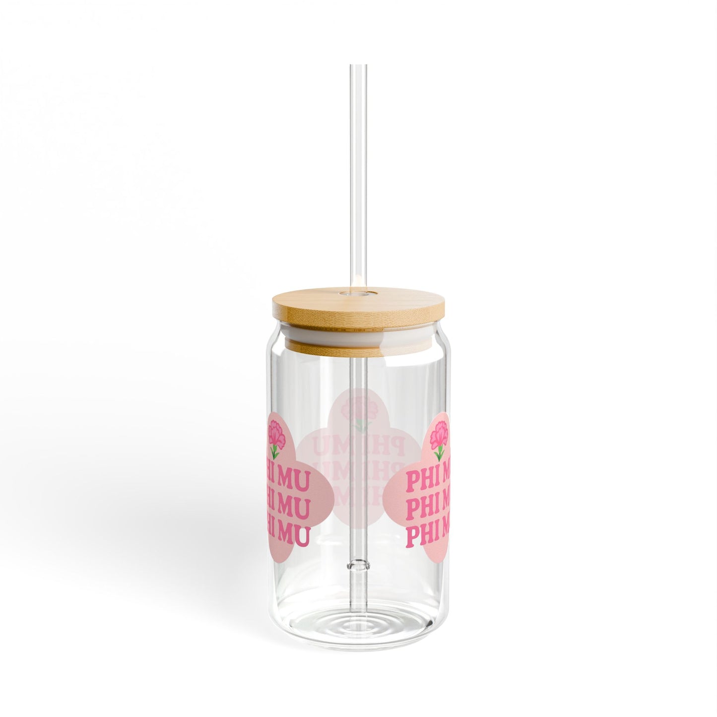 Phi Mu 16oz Sipper Glass | Eco-Friendly Drinkware | Perfect for Sorority Events, Graduations, Gifts, Everyday Use