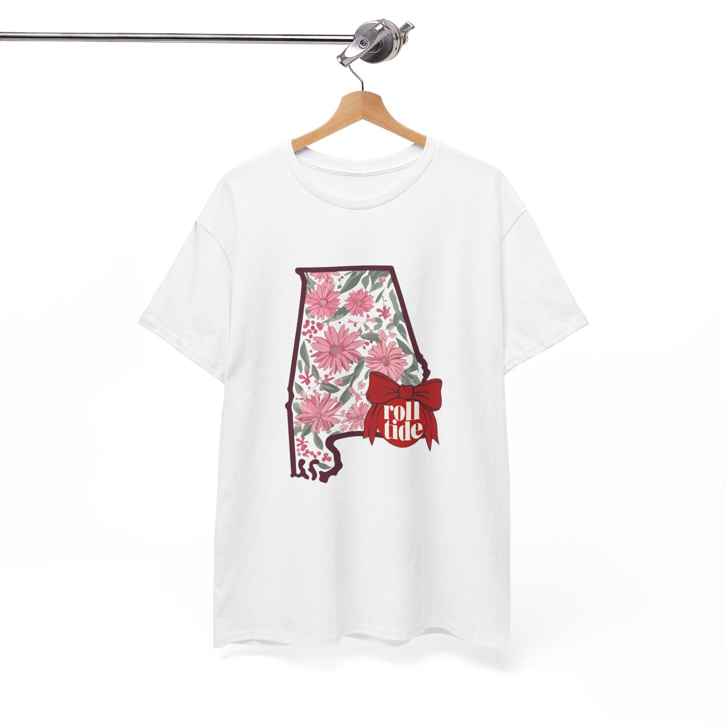 Floral Alabama Tee - Roll Tide Unisex Heavy Cotton T-Shirt, Casual Wear, Game Day Outfit, College Apparel, Southern Pride