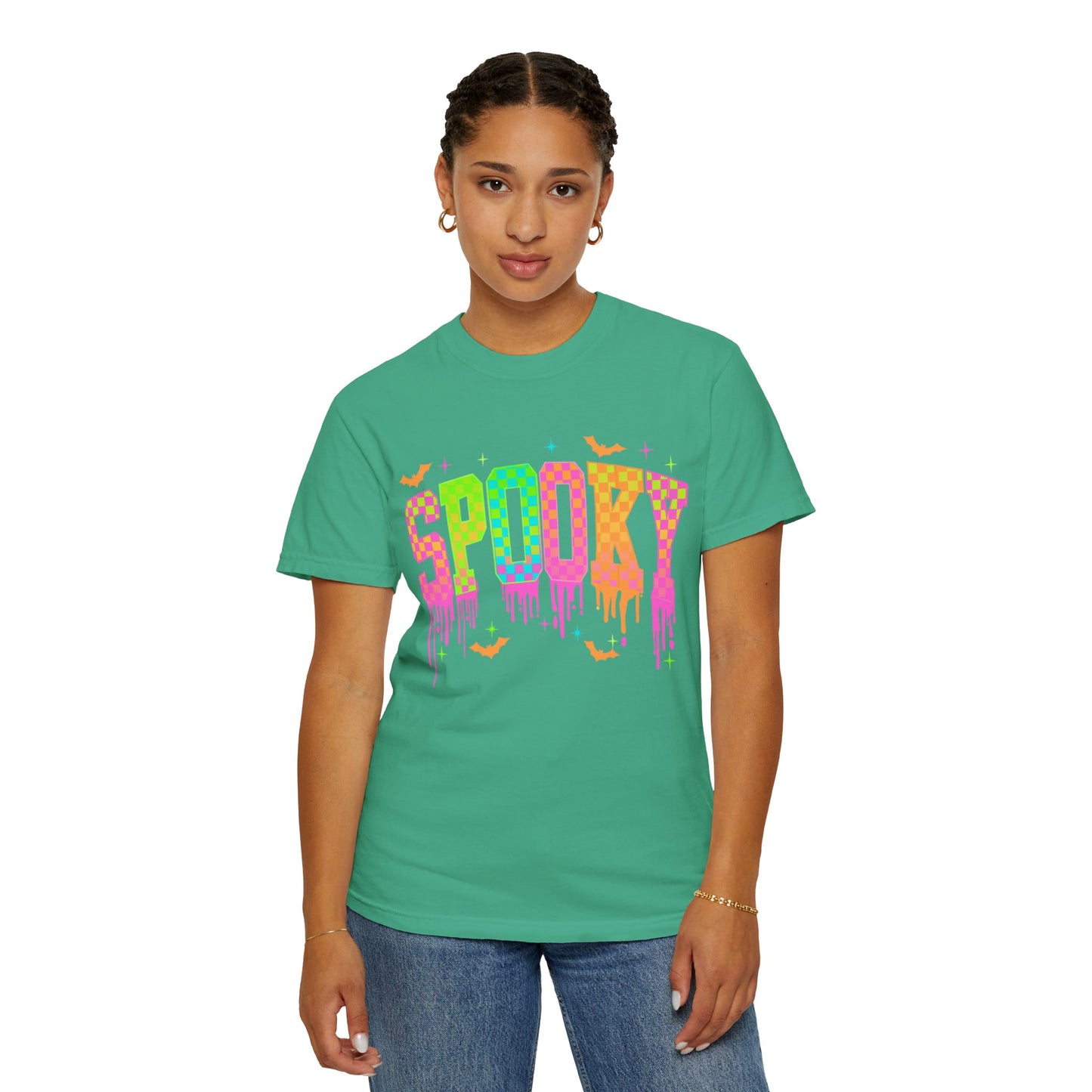 Colorful Neon Checkered Spooky T-Shirt