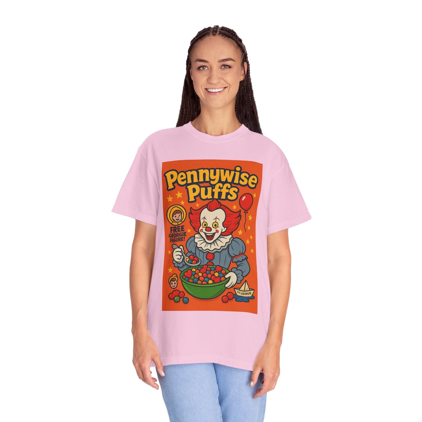 Pennywise Puffs T-Shirt | Unisex Graphic Tee for Horror Fans, Perfect for Halloween, Movie Nights, Gifts, Cosplay