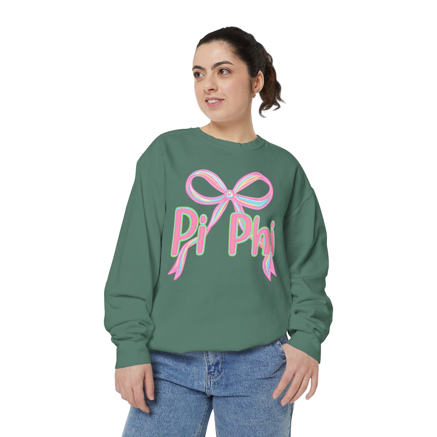 PiPhi Bow Unisex Sweatshirt, Cute Sorority Apparel, Comfortable Sweatshirt, Gift for Sorority Sisters, Soft Fashion Essentials