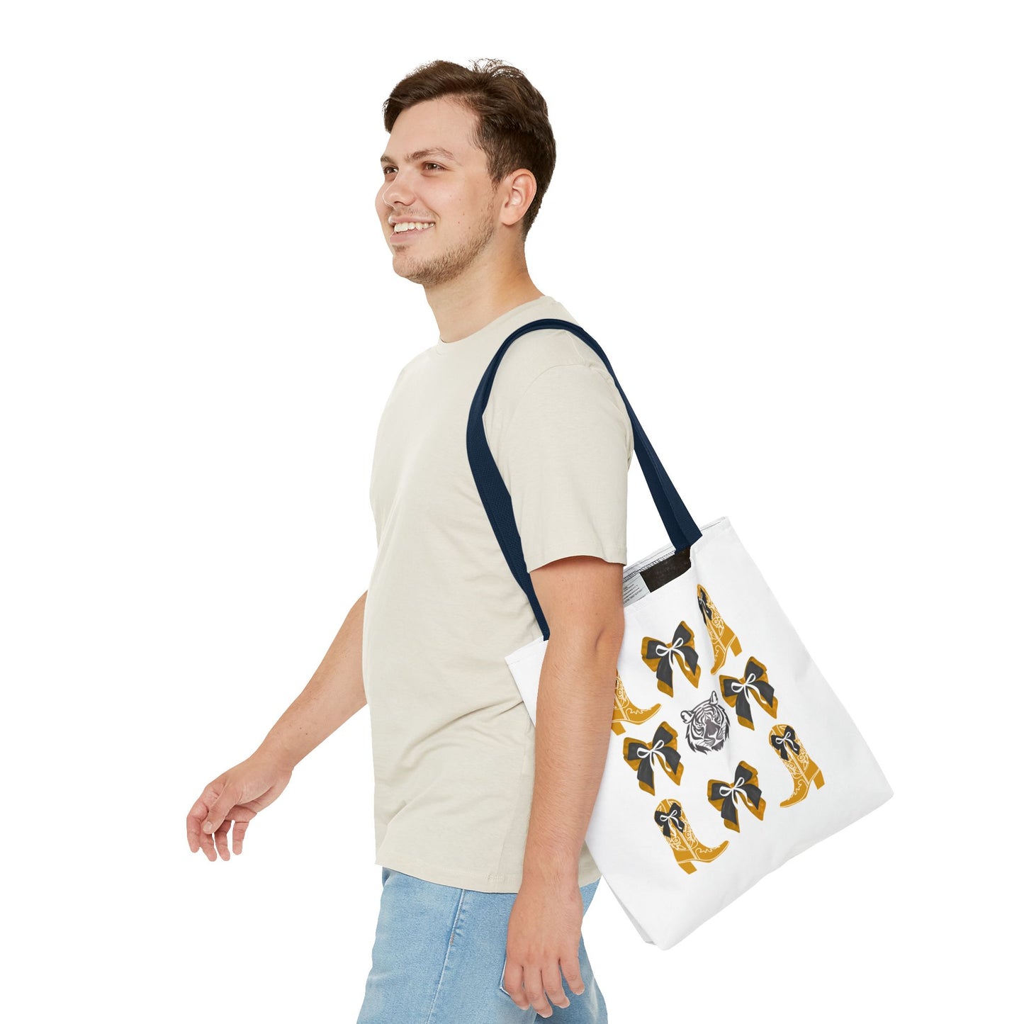 Mizzou tigers tote bag, missouri game day, Stylish Tote Bag with Boots and Tiger Design, missouri fan gift, missouri tigers alumni, graduation gift, mo tigers