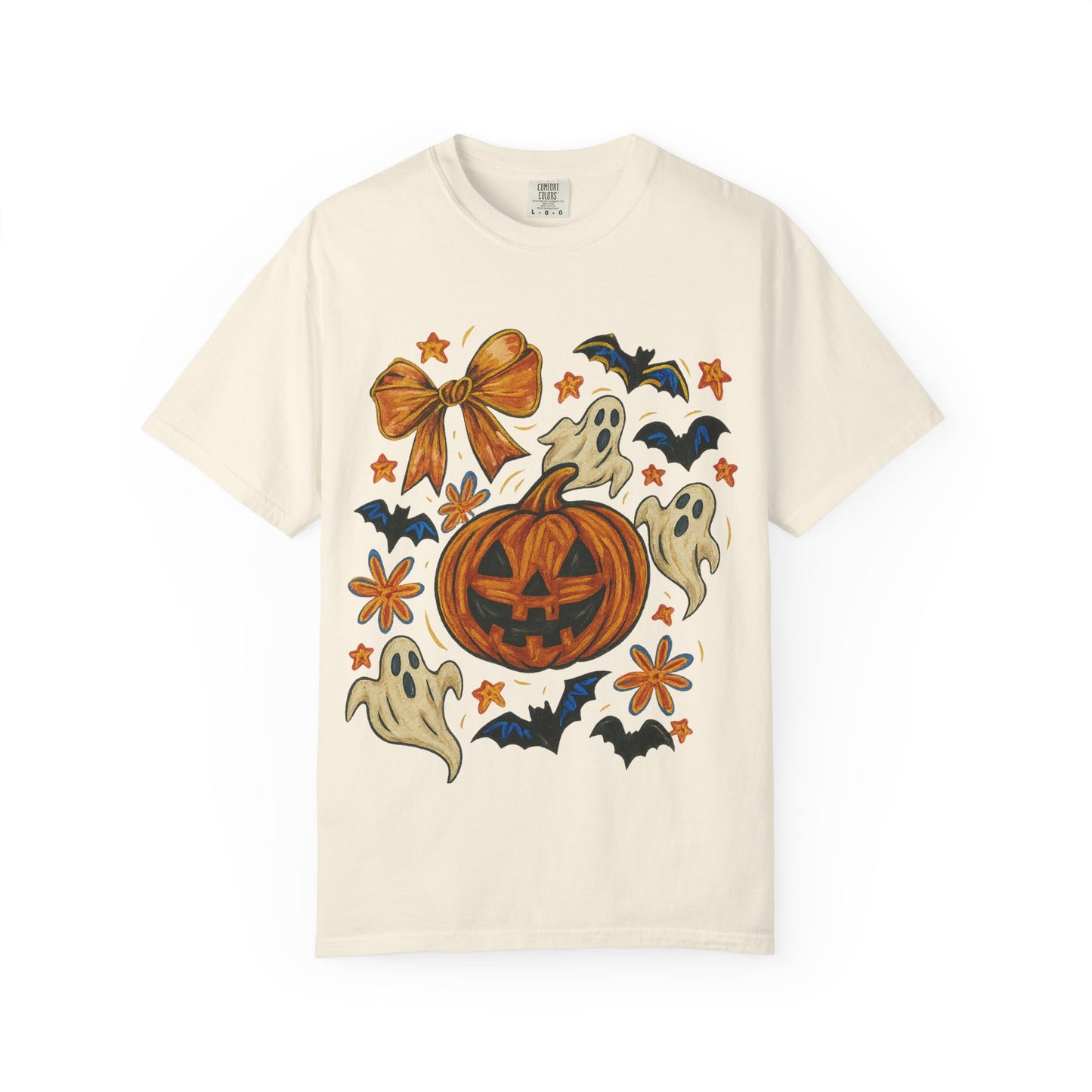 Halloween Ghost & Pumpkin T-shirt, Spooky Season Shirt, Fall Tee, Unisex Halloween Apparel, Ghostly Graphic Tee, Pumpkin Graphic Shirt