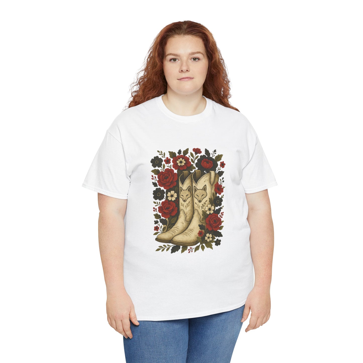 AR State Red Wolves Vintage Floral Cowboy Boots Tee
