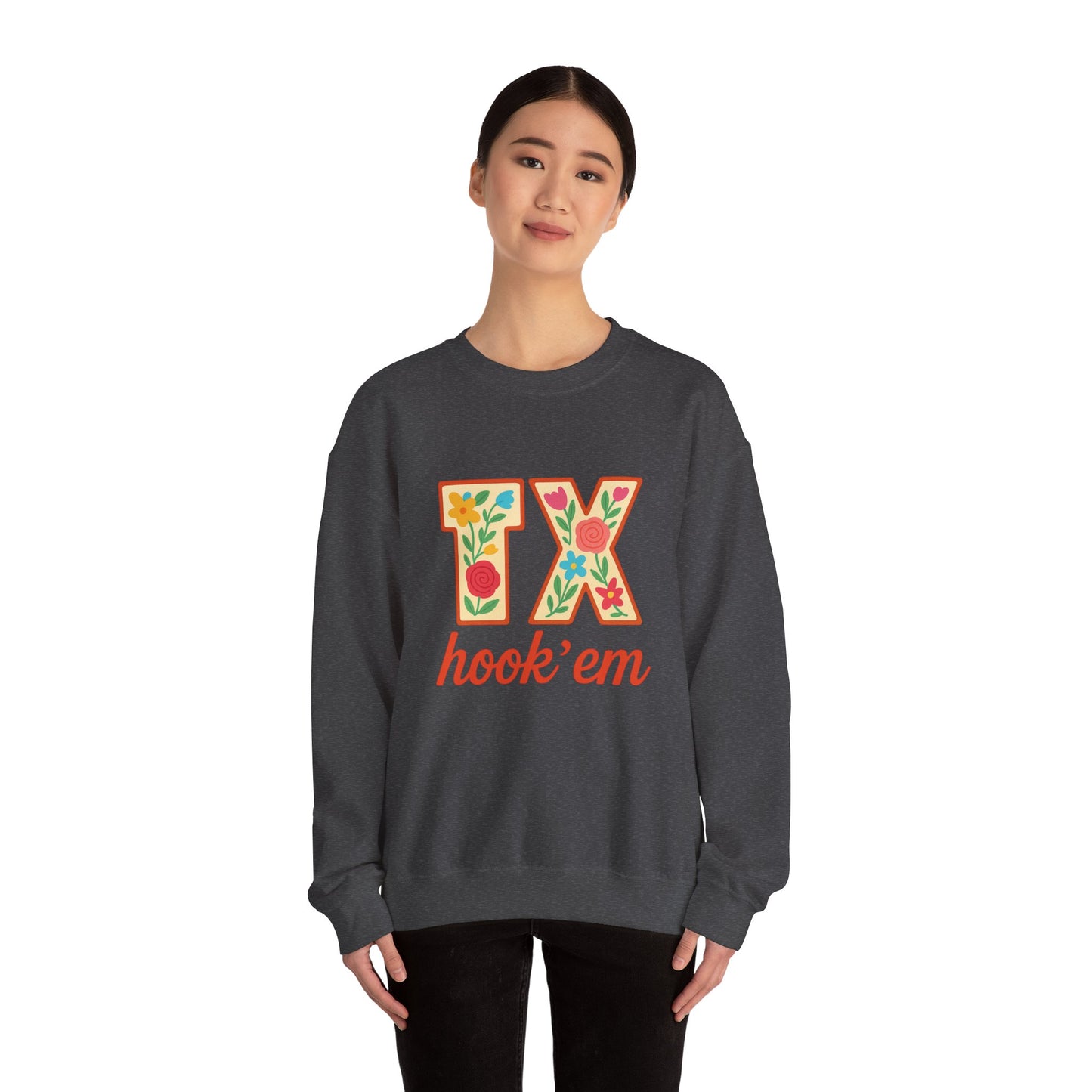 TX Hook'em Unisex Crewneck Sweatshirt | Cozy Texas Pride Apparel, Perfect for Game Day, Casual Outfits, Gifting