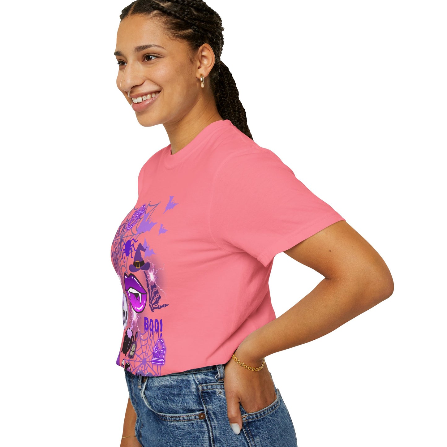 Spooky Purple Vibes Halloween Graphic T-Shirt, Fun Unisex Tee for Spooky Season, Trick or Treat, Boo! Shirt, Halloween Party Wear, Gift Idea