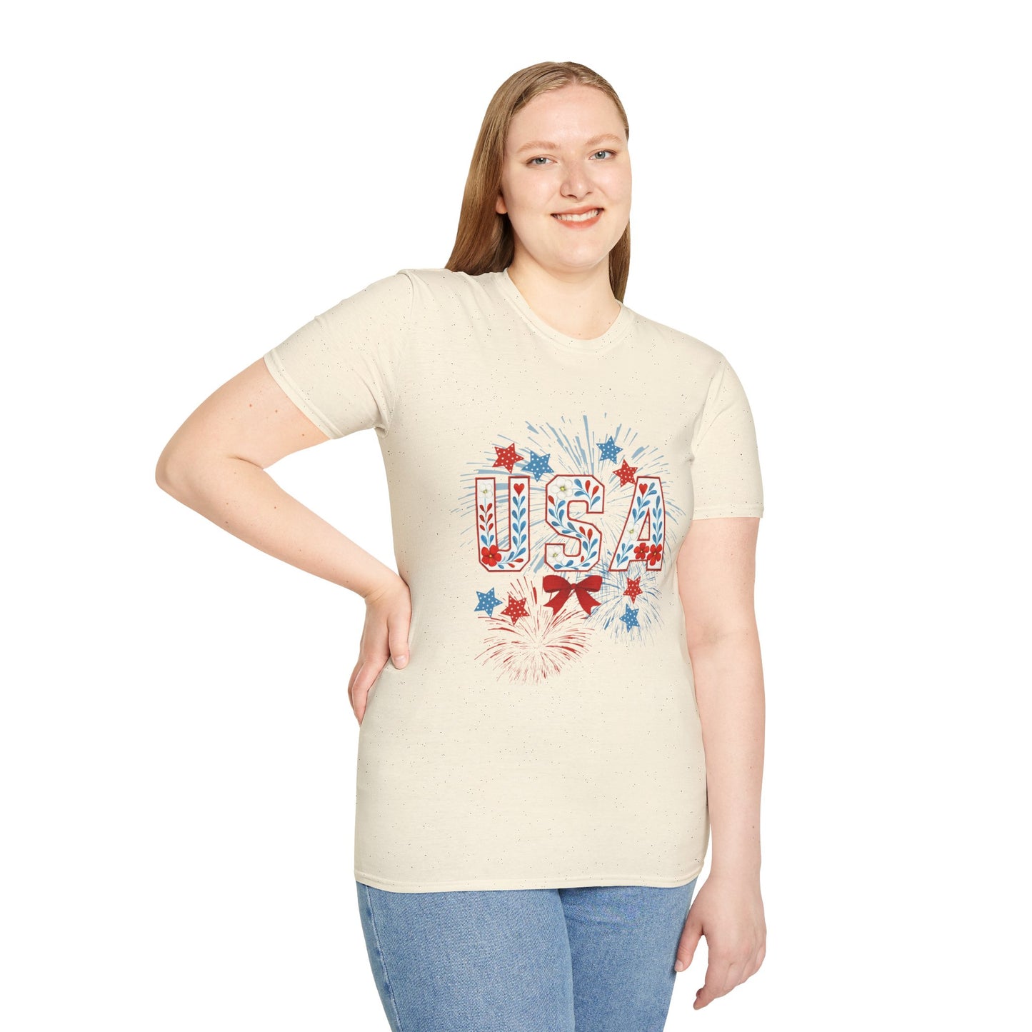 Patriotic USA Fireworks T-Shirt, 4th of July Tee, Unisex Graphic Shirt, Independence Day Apparel, Stars and Stripes Clothing