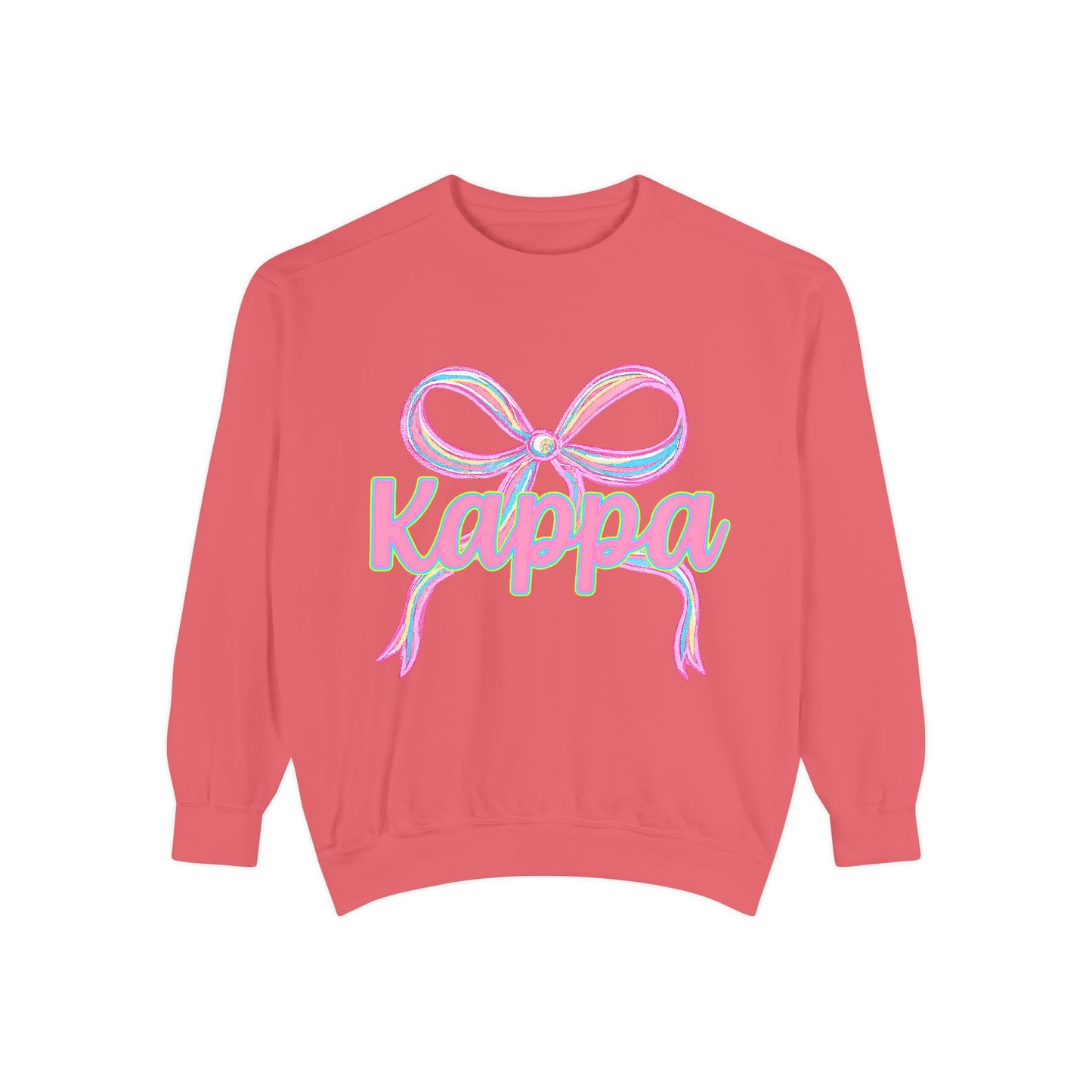 Kappa Bow Sweatshirt, Unisex Garment-Dyed Sweatshirt, Cozy Fashion, Fall Wardrobe, College Spirit, Gift Idea, Trendy Apparel