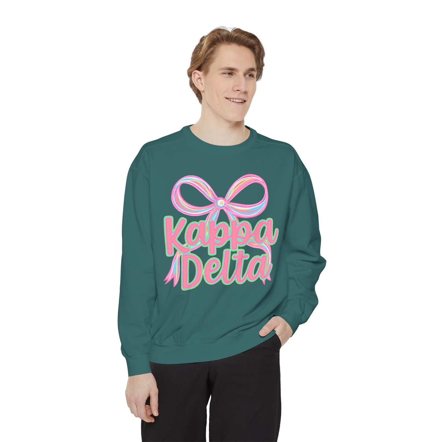 KD Comfort Colors Garment-Dyed Sweatshirt, Sorority Apparel, Cozy Gift, College Sweatshirt, Valentine's Day Gift, Customizable Sweater